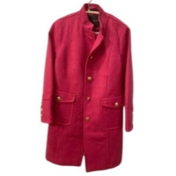 NWT Talbots Womens Petite Pink Wool Blend Coat With Gold Buttons Size 8P